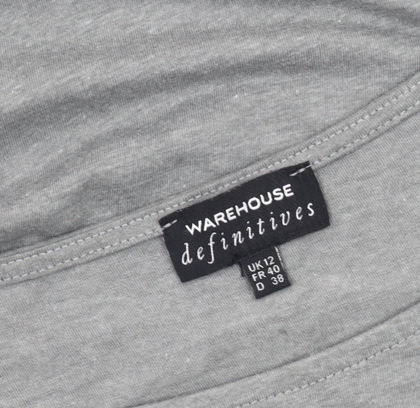 Warehouse Women's Grey T-Shirt UK 12 - Casual Sleeveless Top
