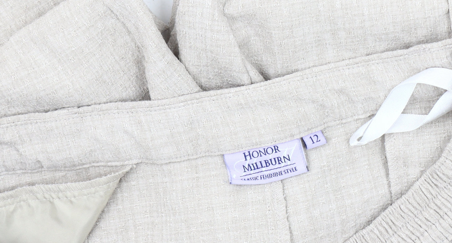 Honor Millburn Women’s Beige Trousers, Size 12, Elastic Waist
