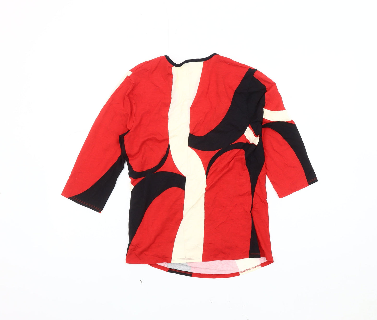 Just Elegance Women's Geometric V-Neck Top, Size 12, Red/Black