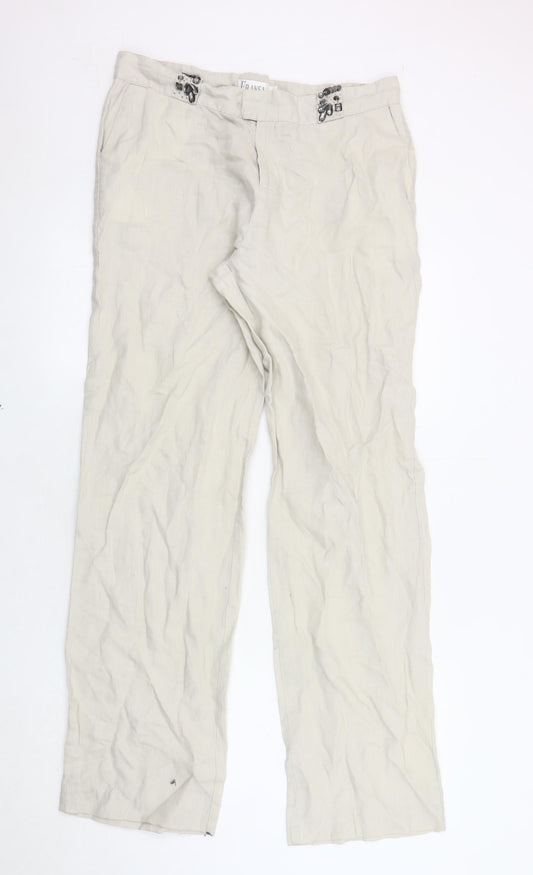 Fransa Women's Beige Straight Trousers L