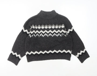 Marks & Spencer Girls Black High Neck Pullover Jumper, 9-10 Years