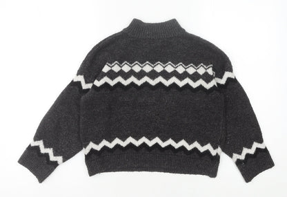 Marks & Spencer Girls Black High Neck Pullover Jumper, 9-10 Years