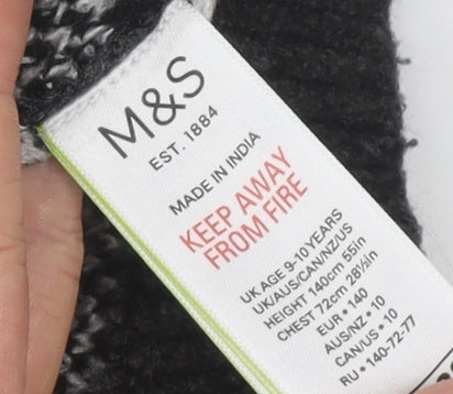 Marks & Spencer Girls Black High Neck Pullover Jumper, 9-10 Years