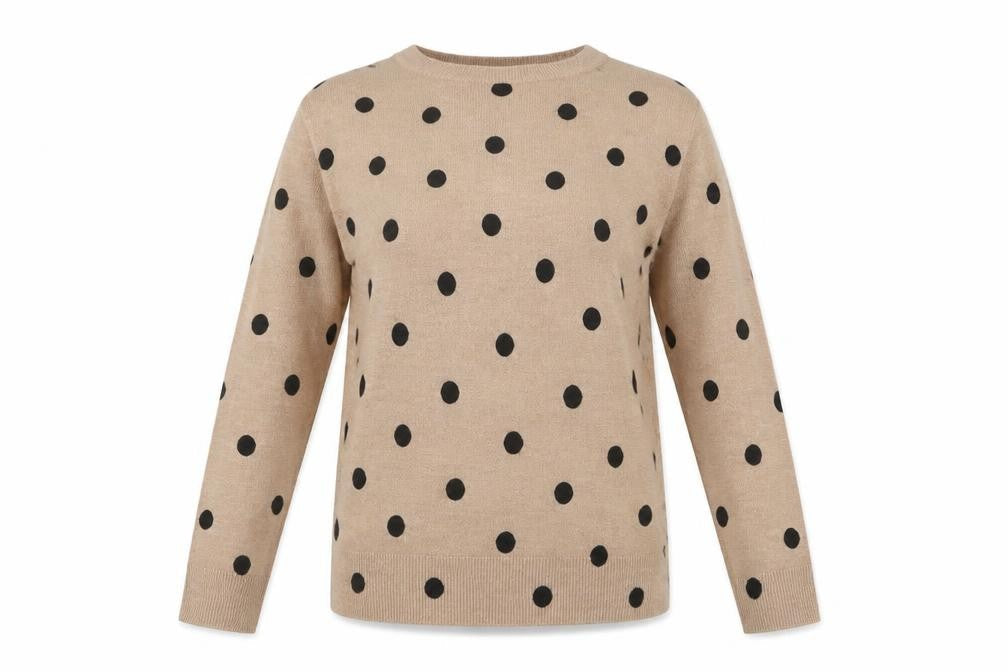 Marks & Spencer Women's Beige Polka Dot Jumper Size 6