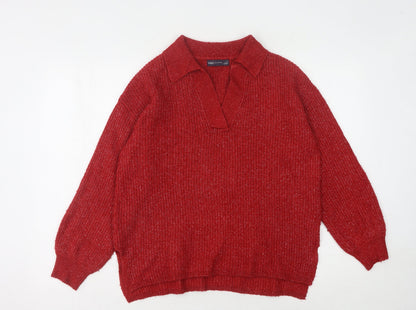 Marks & Spencer Women's Red Collared Pullover M