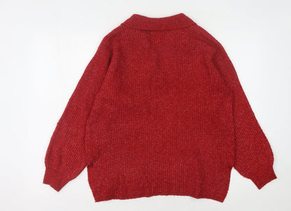 Marks & Spencer Women's Red Collared Pullover M