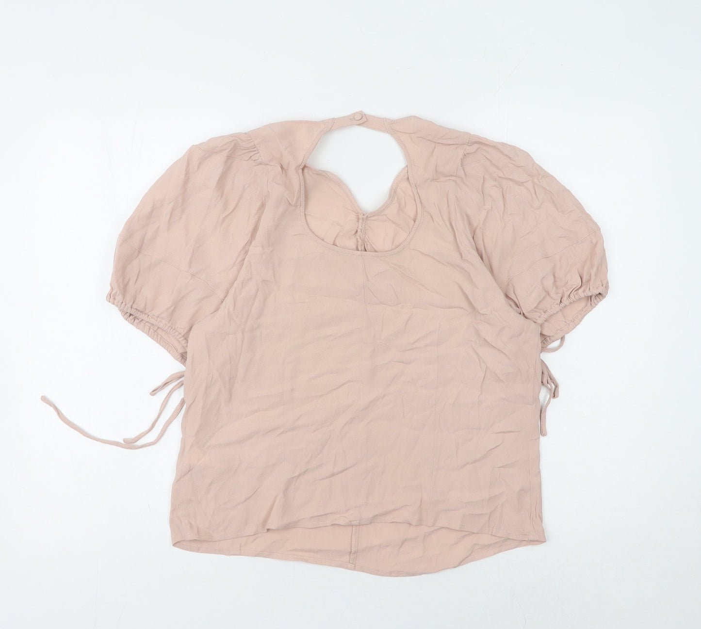 H&M Women's Beige Puff Sleeve Blouse M Viscose