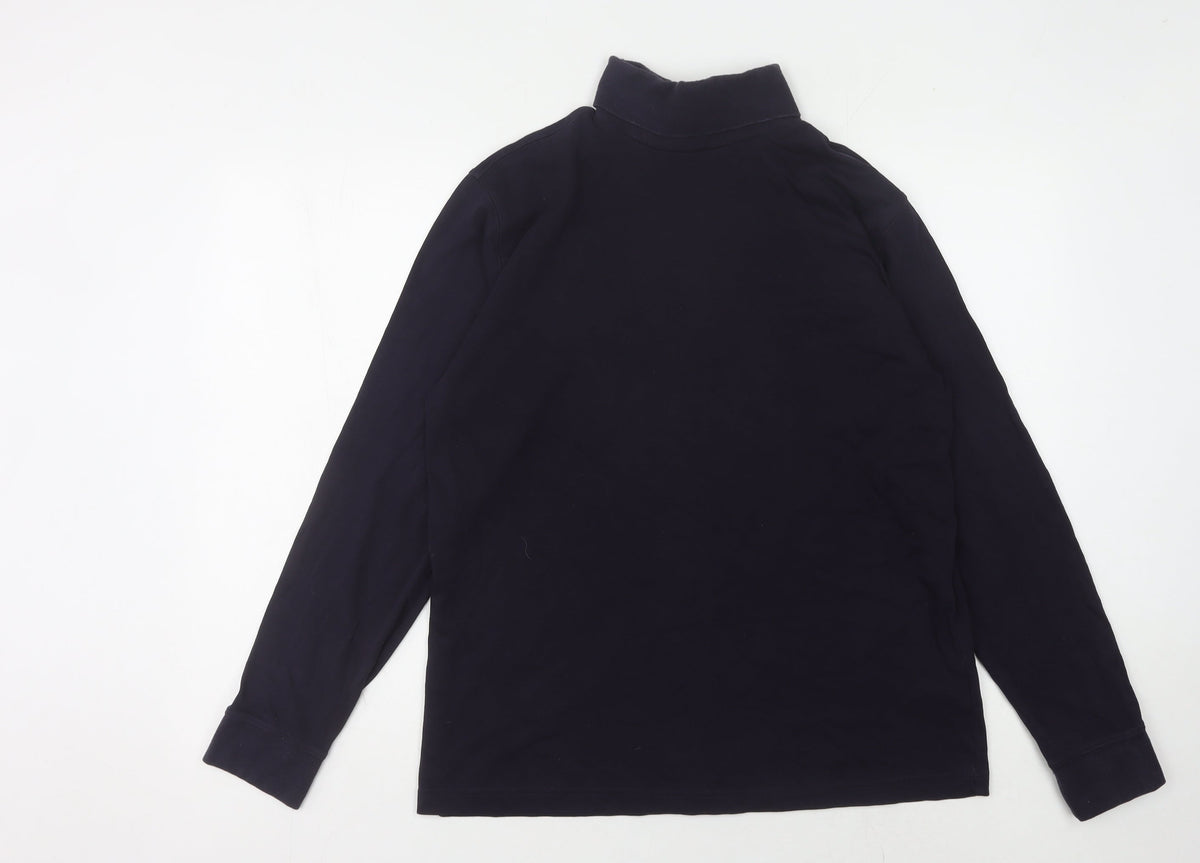 Lands' End Unisex Black Mock Neck T-Shirt - M