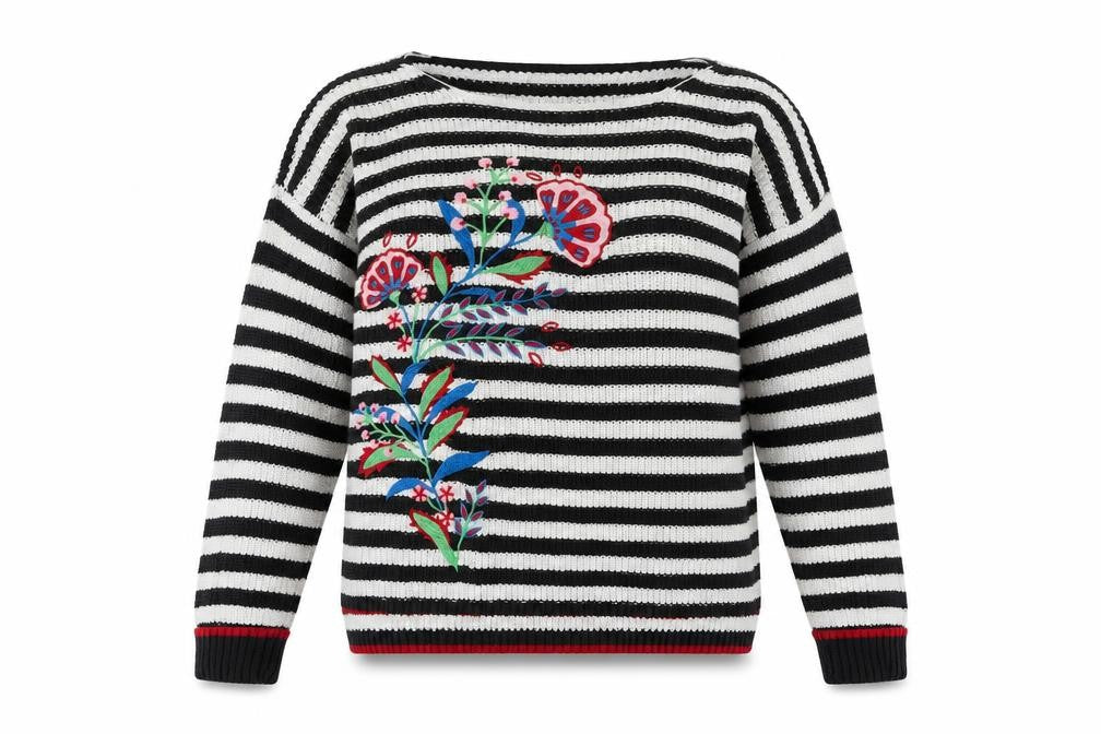 Marks & Spencer Women’s Embroidered Striped Jumper, Medium
