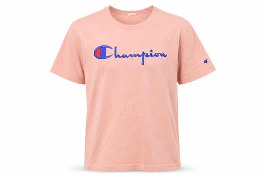 Champion Men's Pink T-Shirt Medium with Logo