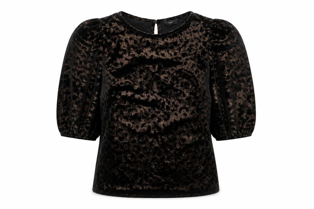 M&Co Women's Black Velour Jersey Top UK 8