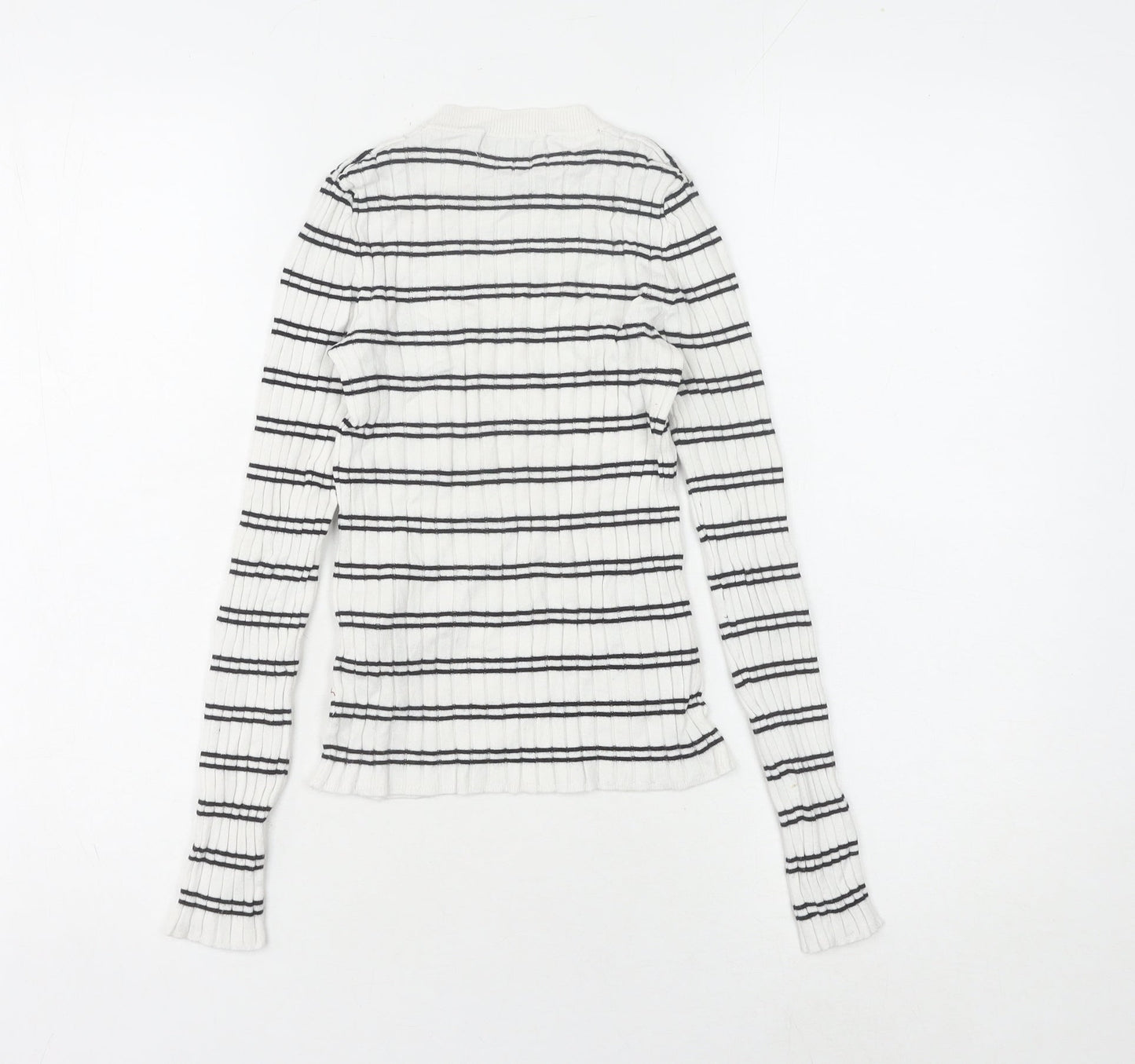 Bershka Women's White XS Striped Pullover Jumper