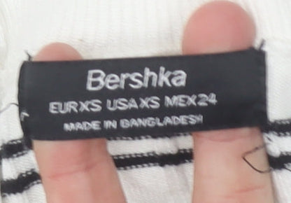 Bershka Women's White XS Striped Pullover Jumper