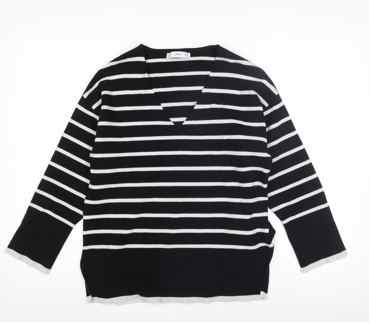 MNG Women's Black Striped Pullover Jumper - S