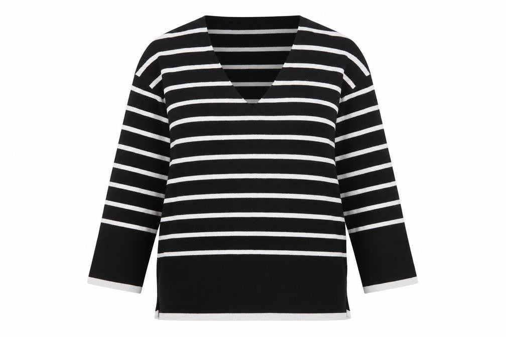 MNG Women's Black Striped Pullover Jumper - S