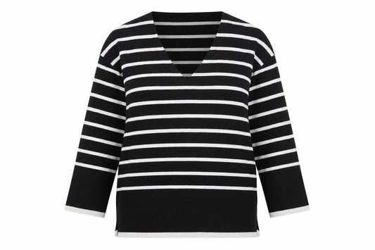 Mango Women's Black Striped Pullover Jumper - S