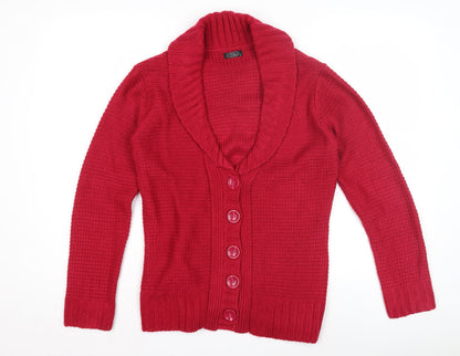 Bonmarché Women's Red Roll Neck Cardigan Size S
