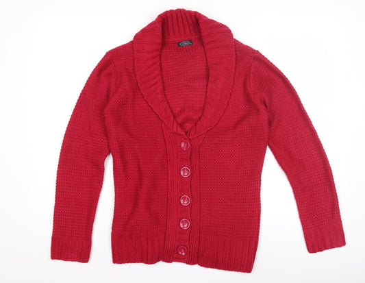 Bm Women's Red Roll Neck Cardigan Size S
