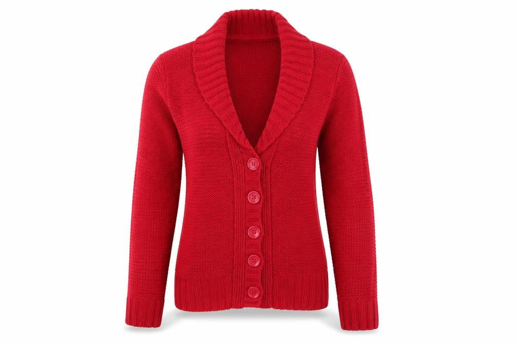 Bonmarché Women's Red Roll Neck Cardigan Size S