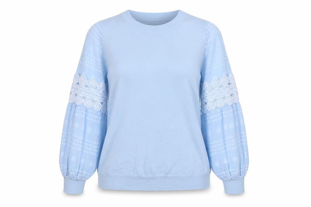 Young Holy Women's Blue Pullover Jumper, Size 8, Embroidered