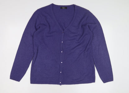 Bonmarché Women's Purple V-Neck Cardigan, Size S