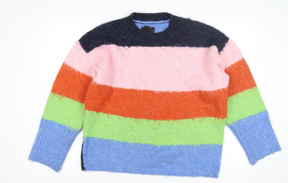 Additional front view of ASOS DESIGN Women's Multicoloured Striped Knit Jumper