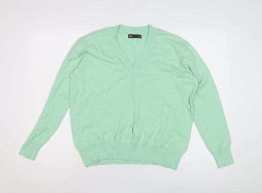 M&S Women's Green V-Neck Pullover Jumper M