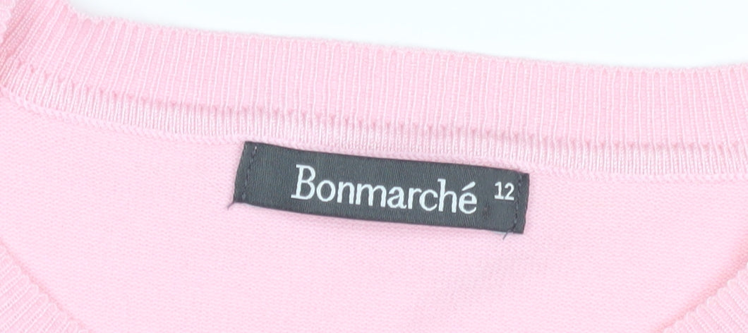 Bonmarché Women's Pink Heart Studded Pullover Jumper Size 12