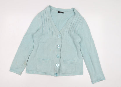 Bonmarché Women's Blue V-Neck Cardigan Size M