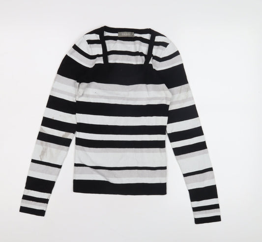 Oasis Women's XS Striped Black White Jumper