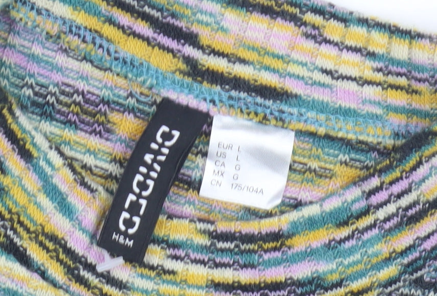 H&M Women's Multicoloured Bodycon Dress Size L
