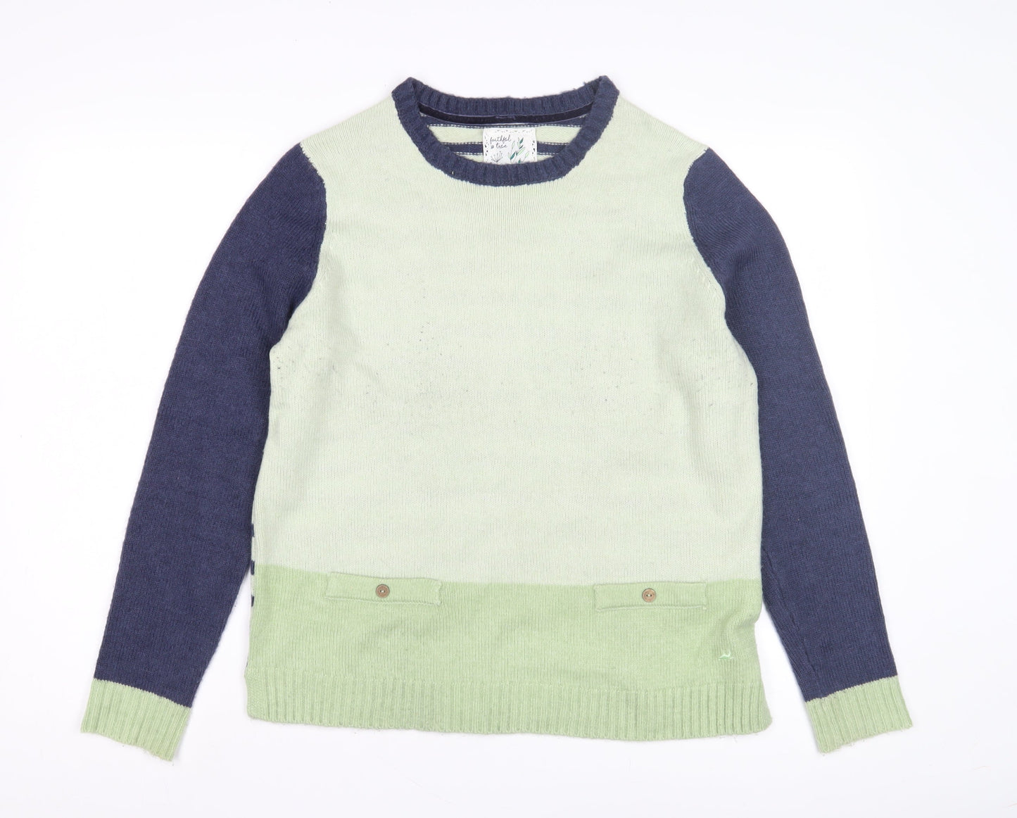 Mantaray Women's Green Striped Pullover Jumper, Size 14