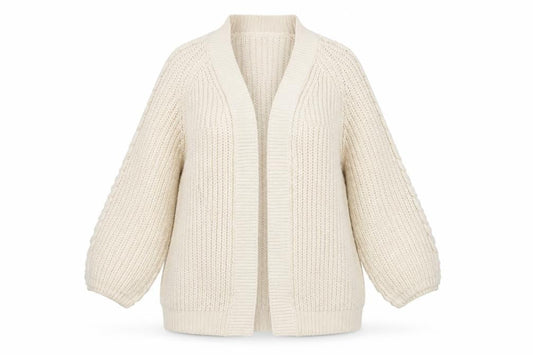 Mango Women's Beige Open Front Cardigan, Size 8, Chunky Knit