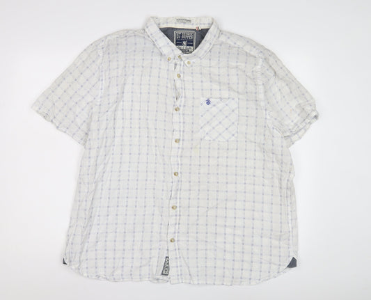 St George by Duffer Men's White Check Shirt 2XL