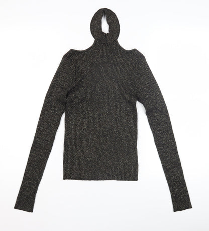 Divided Women's Black High Neck Slim Jumper, Size S