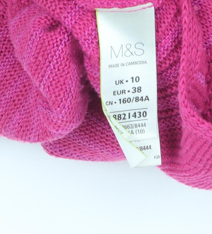 Marks and Spencer Women's Pink Open Front Cardigan, Size 10, Wool Blend