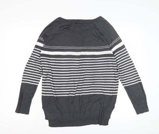 Next Women's Black Pullover Jumper, Size 14, Striped, Raglan