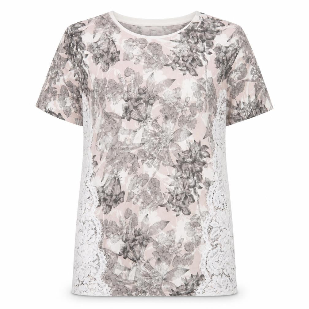 Next Women's Floral Lace T-Shirt, Multicoloured, Size 18