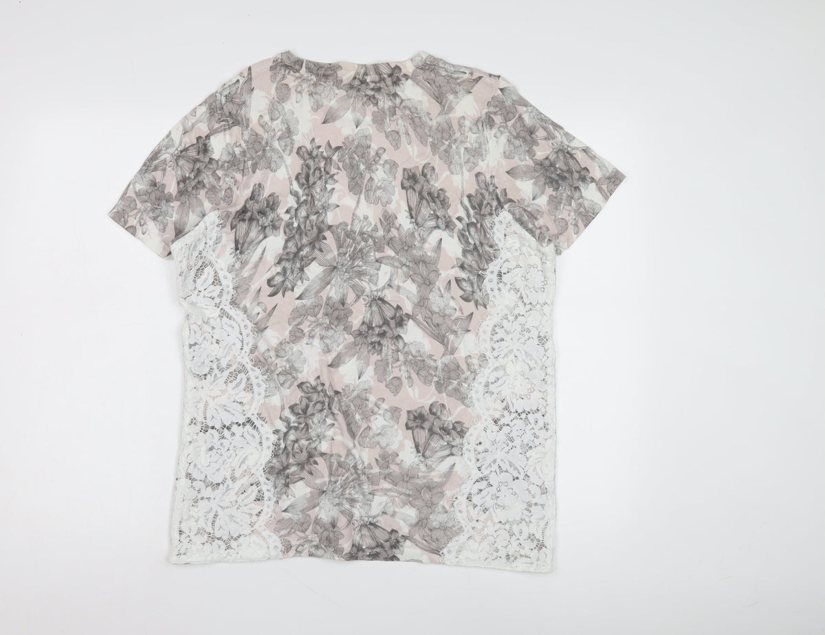 Next Women's Floral Lace T-Shirt, Multicoloured, Size 18