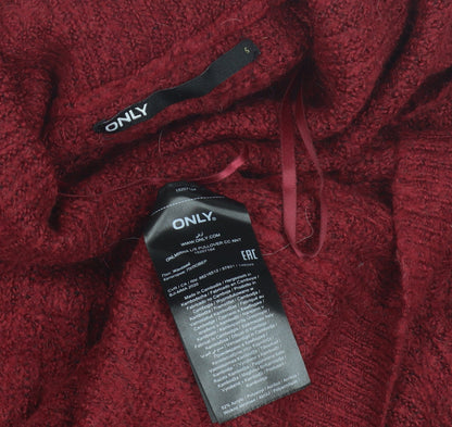 Close-up detail of Only Women's Red Cowl Neck jumper, size S