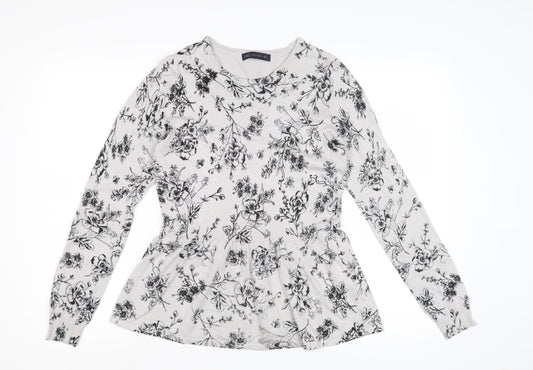 Marks and Spencer Women's White Floral Pullover Jumper Size 10