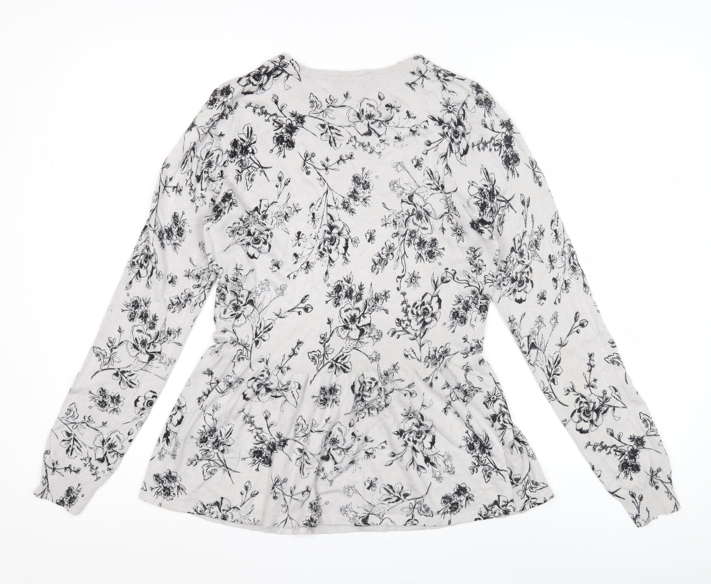Marks and Spencer Women's White Floral Pullover Jumper Size 10