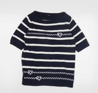M&Co Women's Blue Striped Pullover Jumper, Size 10