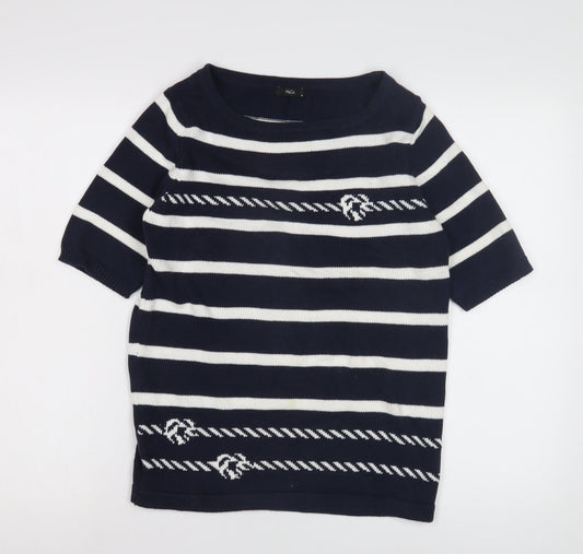 M&Co Women's Blue Striped Pullover Jumper, Size 10