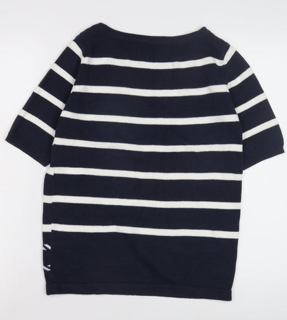 M&Co Women's Blue Striped Pullover Jumper, Size 10