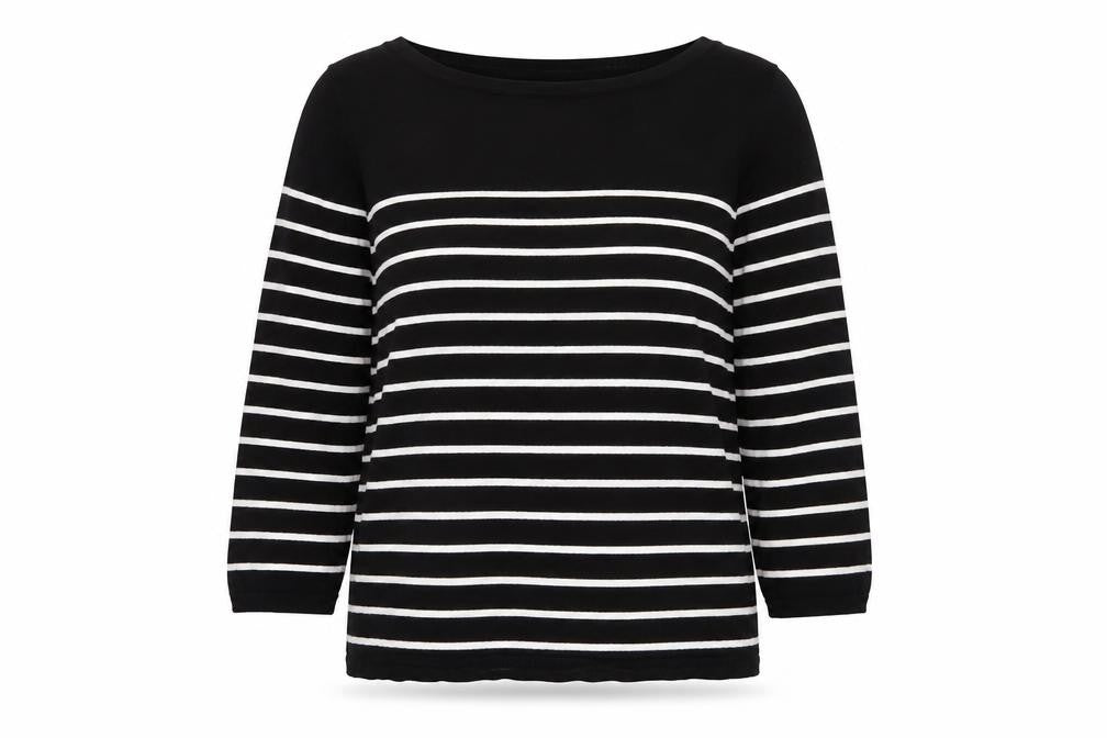 H&M Women's Black Striped Pullover Jumper Size L