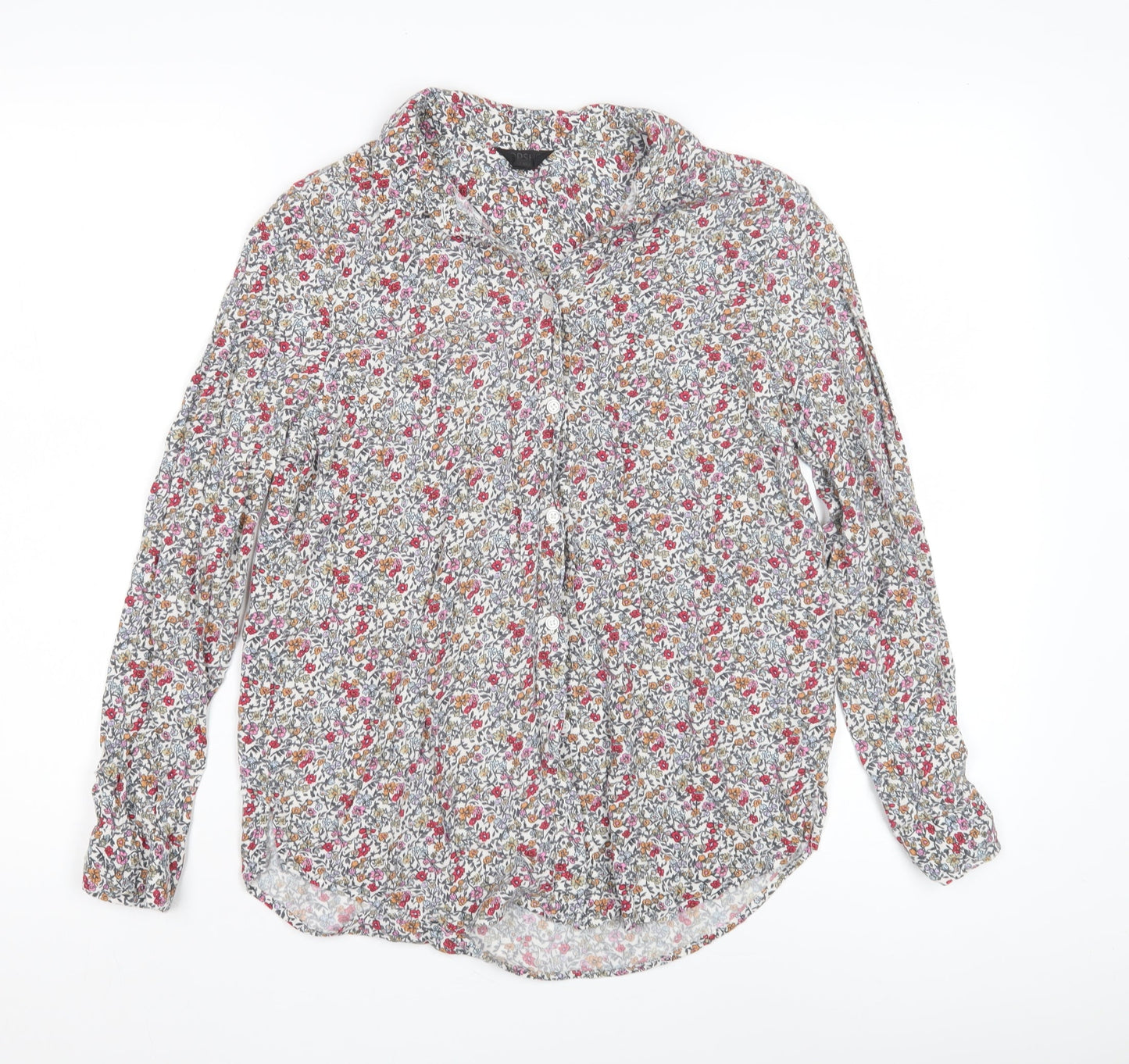 Topshop Women's Floral Collared Blouse, Size 6, Multicoloured