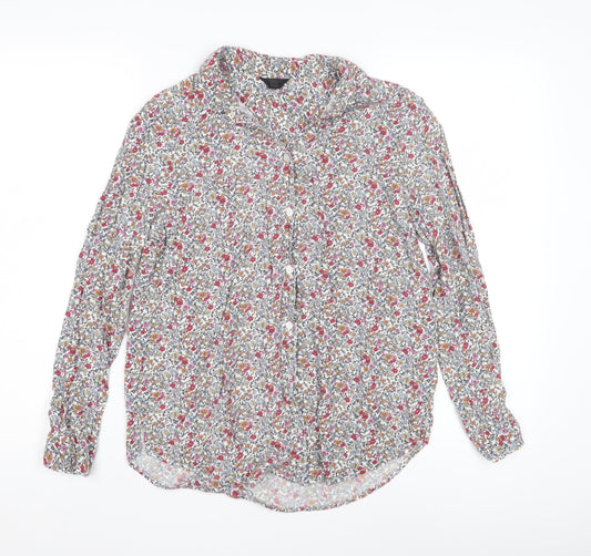 Topshop Women's Floral Collared Blouse, Size 6, Multicoloured