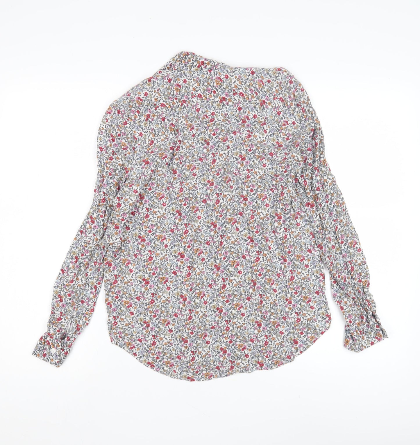 Topshop Women's Floral Collared Blouse, Size 6, Multicoloured