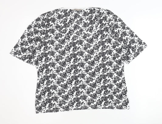 Marks and Spencer Women's Black Floral T-Shirt Size 16 Casual